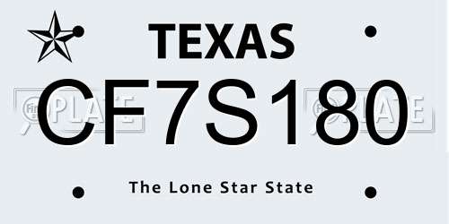 CF7S180 Texas License Plate