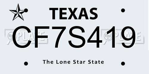 CF7S419 Texas License Plate