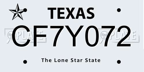 CF7Y072 Texas License Plate