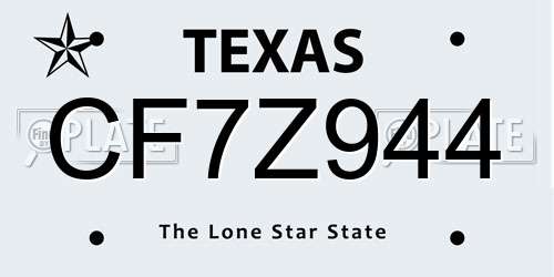 CF7Z944 Texas License Plate
