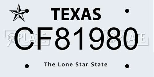 CF81980 Texas License Plate
