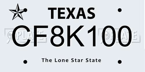 CF8K100 Texas License Plate