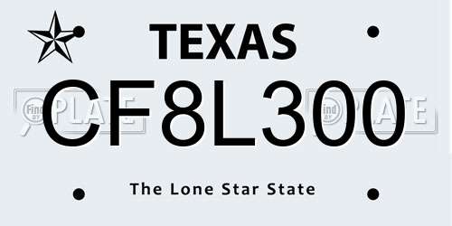 CF8L300 Texas License Plate