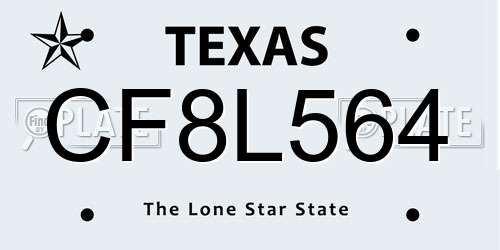 CF8L564 Texas License Plate