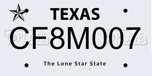 CF8M007 Texas License Plate