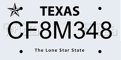CF8M348 Texas License Plate