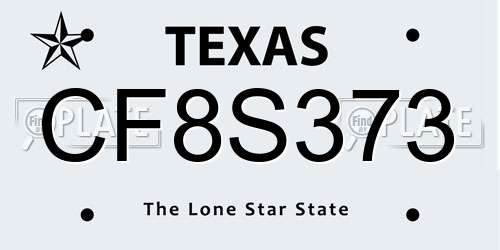 CF8S373 Texas License Plate