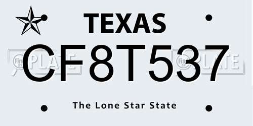 CF8T537 Texas License Plate