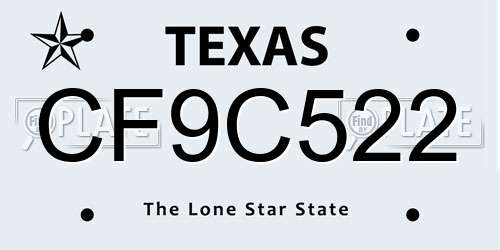 CF9C522 Texas License Plate