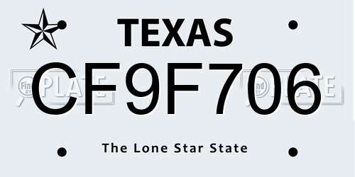 CF9F706 Texas License Plate