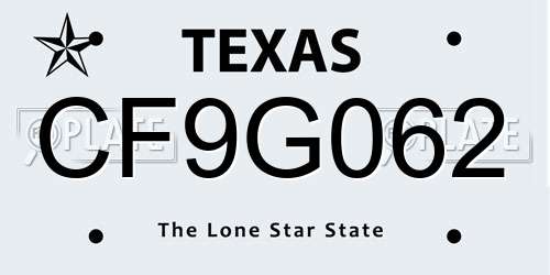 CF9G062 Texas License Plate