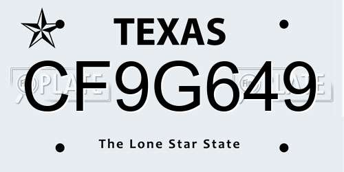 CF9G649 Texas License Plate