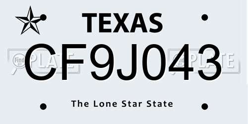 CF9J043 Texas License Plate