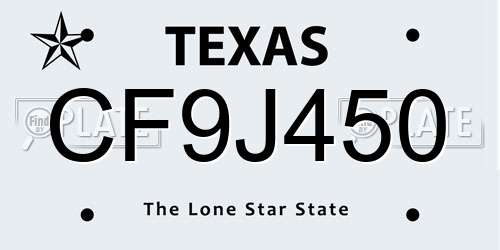 CF9J450 Texas License Plate