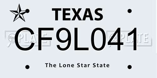 CF9L041 Texas License Plate
