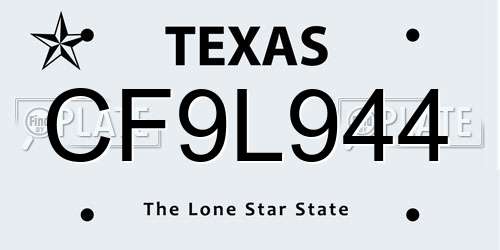 CF9L944 Texas License Plate