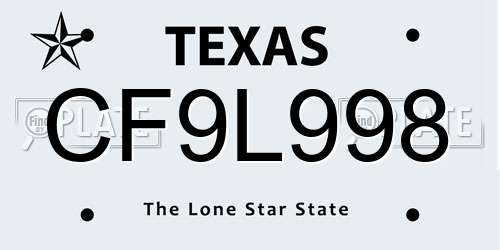 CF9L998 Texas License Plate
