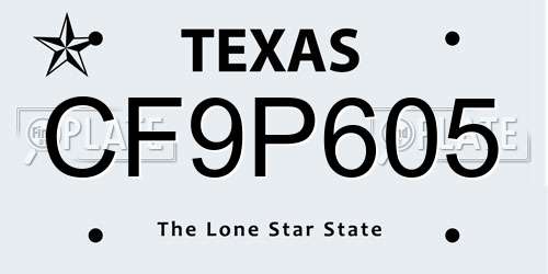 CF9P605 Texas License Plate