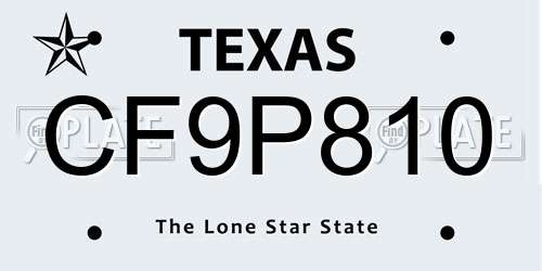 CF9P810 Texas License Plate