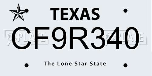 CF9R340 Texas License Plate