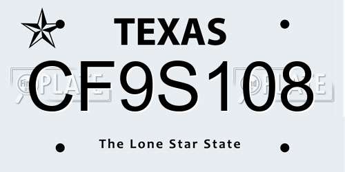 CF9S108 Texas License Plate