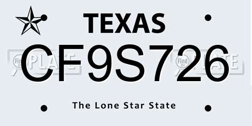 CF9S726 Texas License Plate