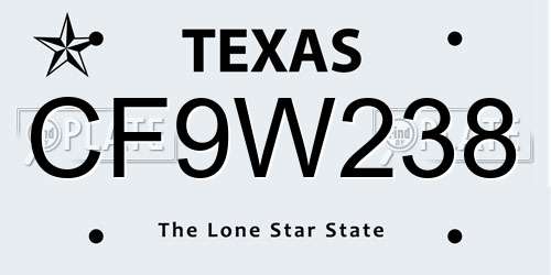 CF9W238 Texas License Plate
