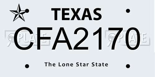 CFA2170 Texas License Plate