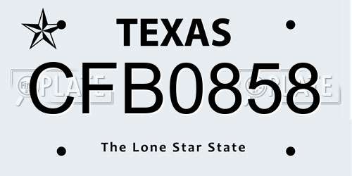 CFB0858 Texas License Plate