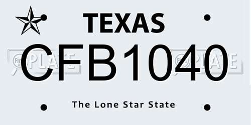 CFB1040 Texas License Plate
