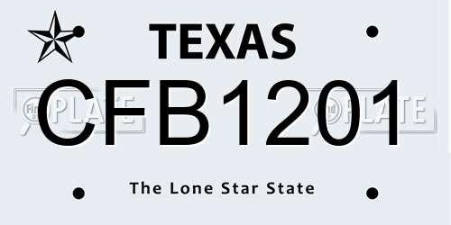 CFB1201 Texas License Plate