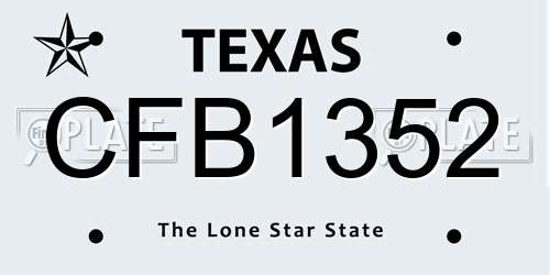 CFB1352 Texas License Plate