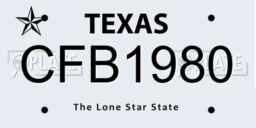 CFB1980 Texas License Plate