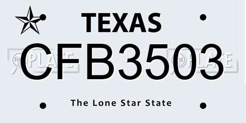 CFB3503 Texas License Plate