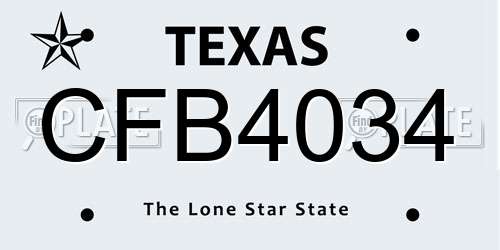 CFB4034 Texas License Plate