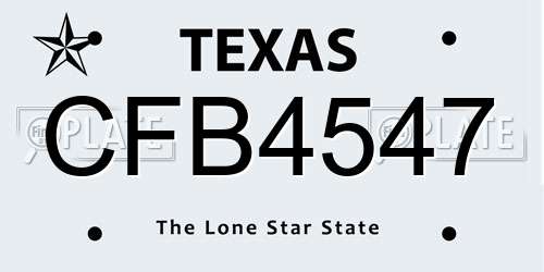 CFB4547 Texas License Plate
