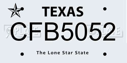 CFB5052 Texas License Plate