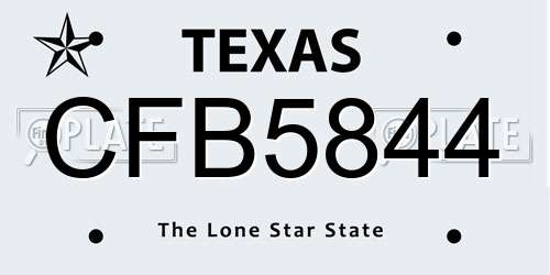 CFB5844 Texas License Plate
