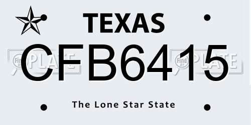 CFB6415 Texas License Plate