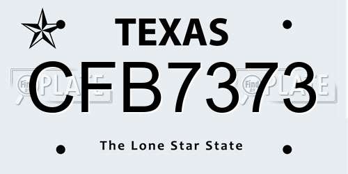 CFB7373 Texas License Plate