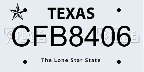 CFB8406 Texas License Plate