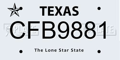 CFB9881 Texas License Plate