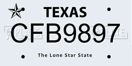 CFB9897 Texas License Plate