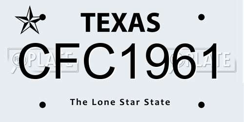 CFC1961 Texas License Plate