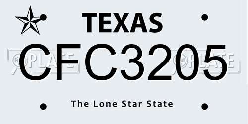 CFC3205 Texas License Plate