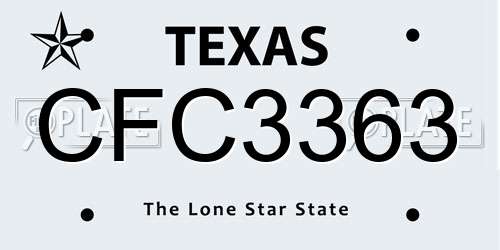 CFC3363 Texas License Plate