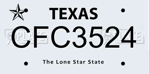CFC3524 Texas License Plate