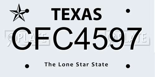 CFC4597 Texas License Plate