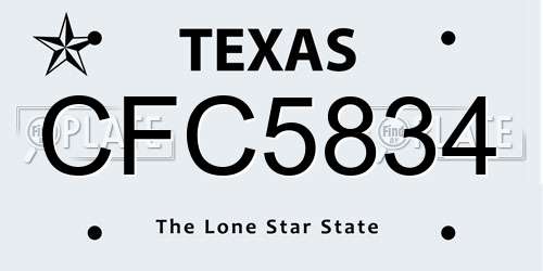 CFC5834 Texas License Plate