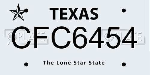 CFC6454 Texas License Plate